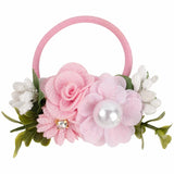 Handmade Flower Elastics Hair Ties For Kids Girls Stretchy Rubber Hairband Slim Headband Scrunchies Ponytail Holder Ring Loop