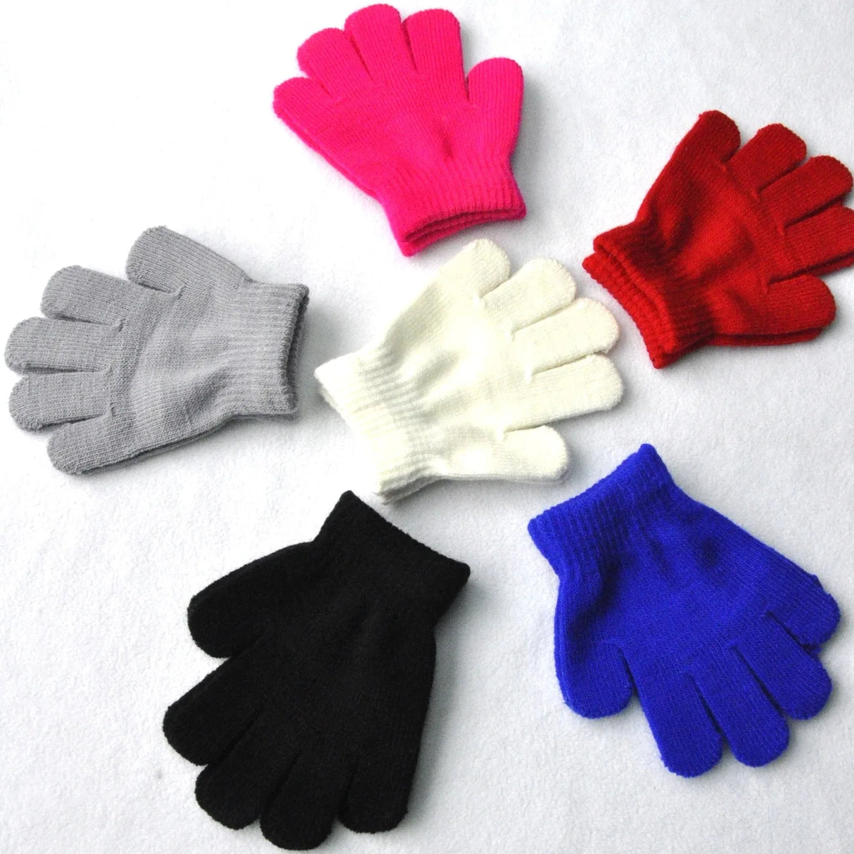 Children Knitted Gloves Winter Kids Kindergarten Student Solid Furry Full Finger Mittens Writing Warmer Hand For 3-7 Years Old