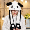 Women Girls Soft Warm Moving Jumping Rabbit Pinch Airbag Animals Ear Hat Funny Cap Plush