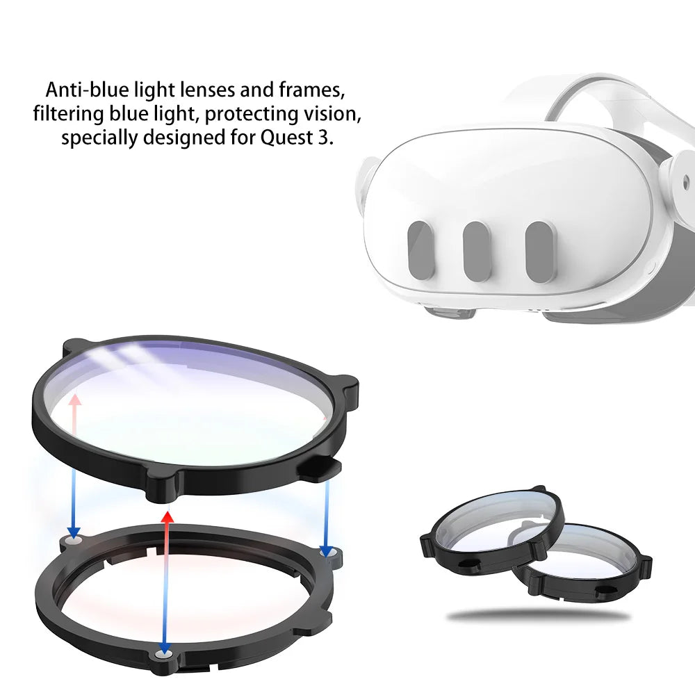 For Quest 3 lens Magnetic eyeglass frames anti-blue light optical lenses protection VR accessories for Oculus/Meta Quest 3
