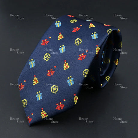 Classic Red Blue Christmas Tie For Men Father Festival Gift Santa Claus Snowman Tree Snowflake Elk Necktie Skinny 7cm Accessory