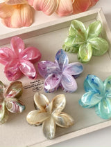 Summer Ice Transparency Pink Green Egg Flower Scratch Clip Shark Clip Sweet Fresh Marbled Plate Hair Clip Hair Scratch