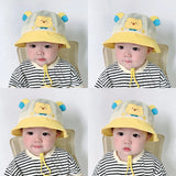 Summer Breathable Mesh Baby Hat Cute Bear Infant Boy Girl Bucket Hats Korean Cartoon Toddler Kids Casual Fisherman Cap