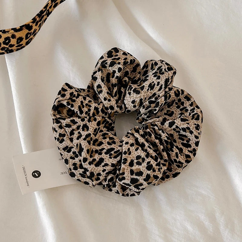 Leopard Print Scrunchies Hair Tie Hair Rope High Elasticity Elastic Hair Band Ponytail Holder Elegant Women Hair Accessories