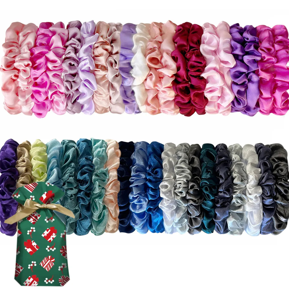 40PCS Silk-Like Women Elastic Hair Scrunchies For Women Hair Ties Rubber Band Hair Rope Accessories Wholesale
