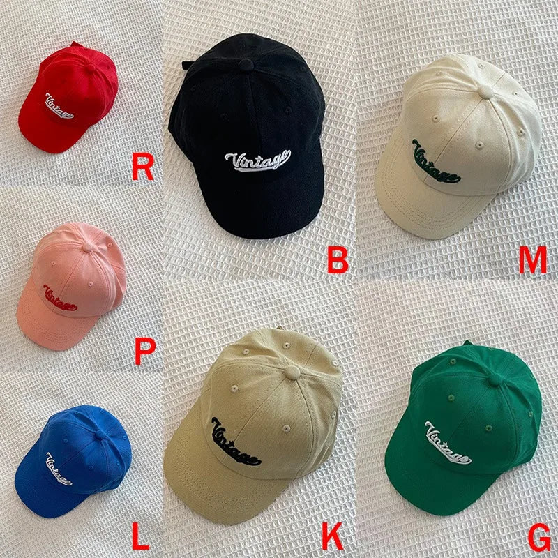 Embroidered Letter Vintage Kids Baseball Cap Toddler Sun Hats For Boy Girl Spring Summer Snapback Baby Hat