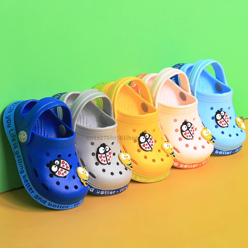 Summer Kids Sandals Children Hole Shoes Slippers Soft Non-slip Cartoon DIY Design Beach Sandy Slipper Shoe for Boys Girls