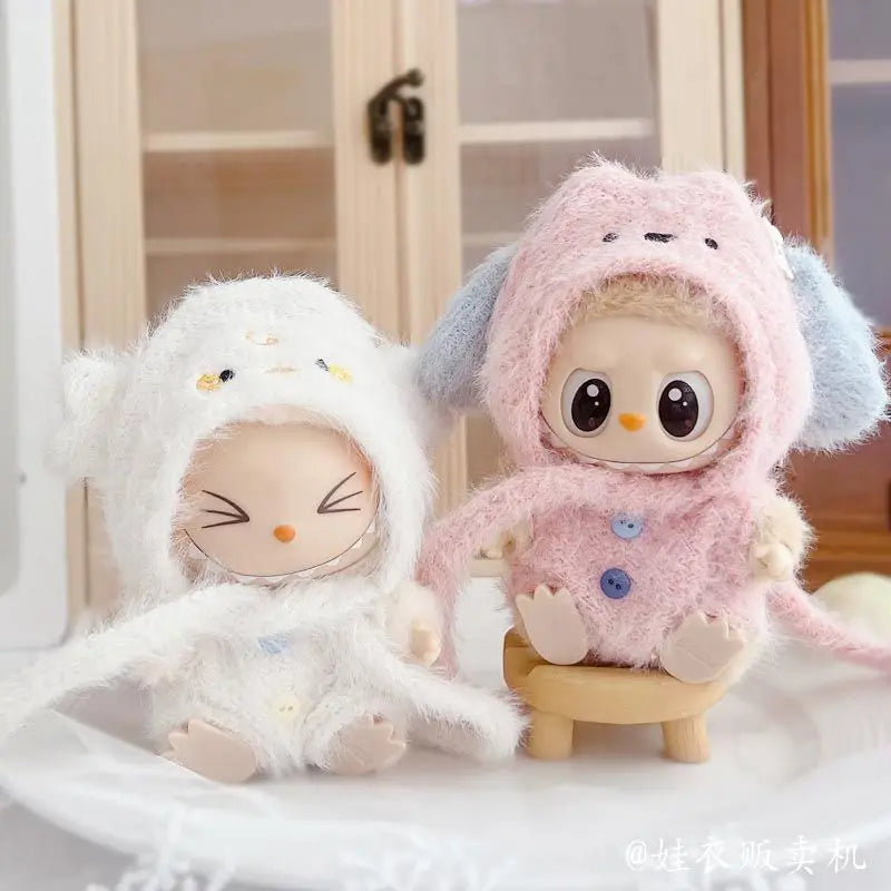 Mini Doll Clothes Winter Clothes Set One-piece Sweater Hat Scarf Clothing Gift Labubu Outfit Accessories For 17cm Labubu V1 V2