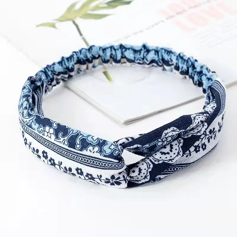 Fashion WomenFloral Headband Hair Accessories Leopard Cross Knotted Bow Chiffon Hair Band Girls Headdress Ladies Hoop Headwear