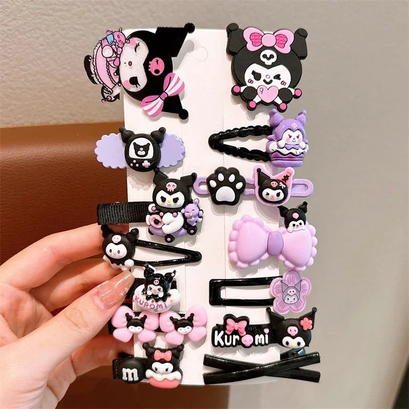 14pcs Sanrio Kuromi Cute Hairclip Headwear For Girls Anime Cartoon Fashion Hairpin Hair Accessories Kids Birthday Xmas Gift