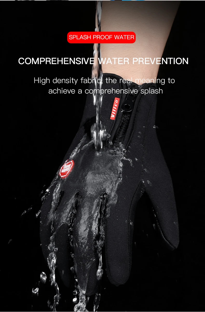 Autumn Winter Motorbike Gloves Men Women Windproof Anti-slip Touchscreen Fleece Keep Warm for Work Gloves Men Sports Bike Black