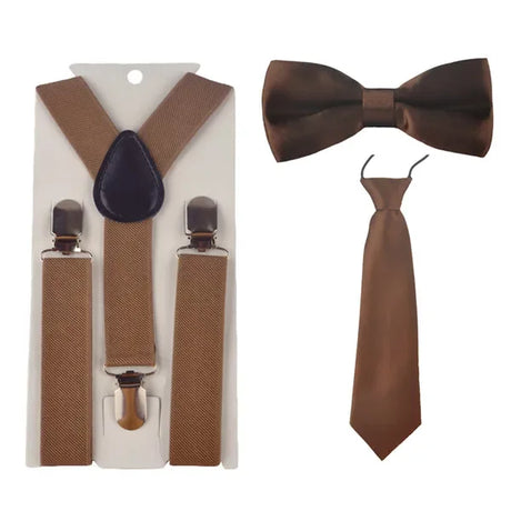 Fashion 3PCS School Boys girls Children Kids brace elastic Suspenders for shirt suspensorio Tie Bowties butterfly  Set TR0001