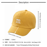 Girls Boy Adjustable Hat Children's Kid Baseball Cap Sunscreen Baby Hat Hip Hop M Letter Embroidered Kids Caps 1-6-8-12-15 Years