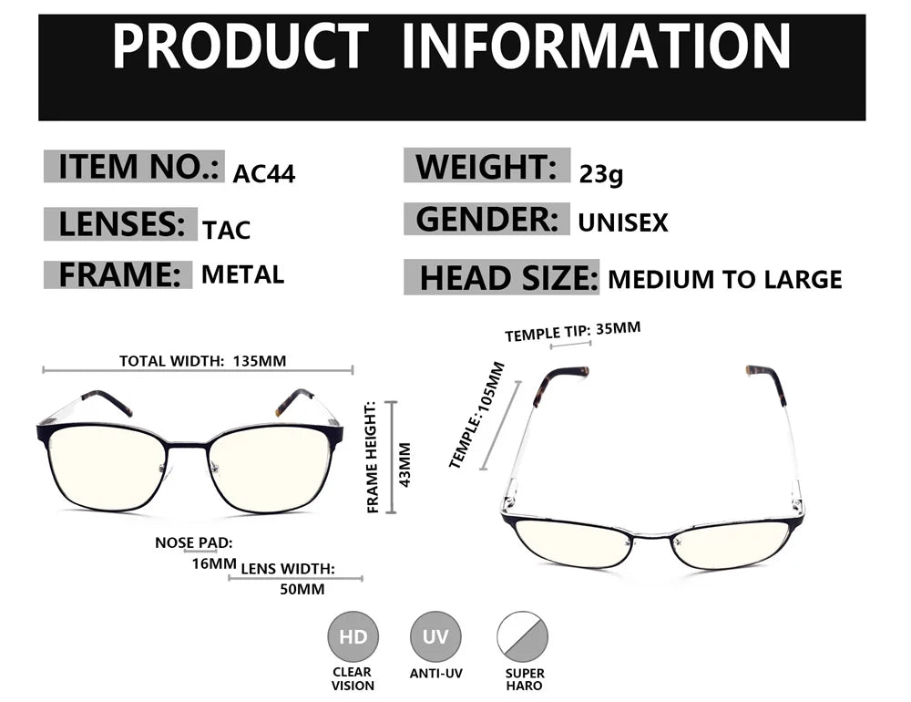 Glasses Blue-Light Blocking Fashion Elliptical Eyeglasses Anti UV Ray Computer Gaming Glasses Blue Blocker Glasses for Women/Men