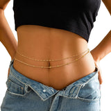 Waist Accessory Fashionable and Personalized Round Bead Chain Twisted Chain Double-layer Women's Waist Chain New Body Chain