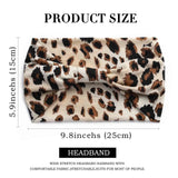 Leopard Print Headbands for Women Wide Boho Turban Head Wraps Cotton Knotted Elastic Hairbands Non Slip Workout Hair Accessories