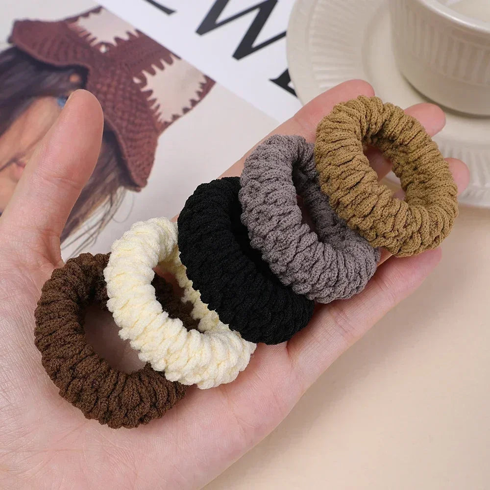 High Elastic Thicken Hair Rope Towel Pleated Scrunchie High Ponytail Holders Rubber Band Elastic Women Hair Ring Hair Accessory