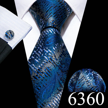 Novelty Teal Dots Tie For Men Fashion Trend Neck-Tie Woven Pocket Square Cufflinks Set Party Business Designer Barry.Wang FA-635