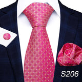 Brand Fashion 8 cm Tie For Men Woven Festive Present Tie Handkerchief Cufflink Set Necktie Shirt Accessories Red Striped