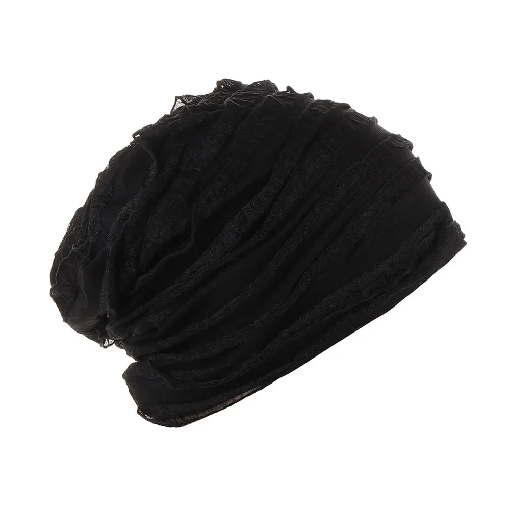 Women Men Sleeping Hat Baggy Beanie Satin Lined Night Unisex Sleep Cap Hair Care Bonnet Hair Loss Nightcap Pullover Hat Headwear