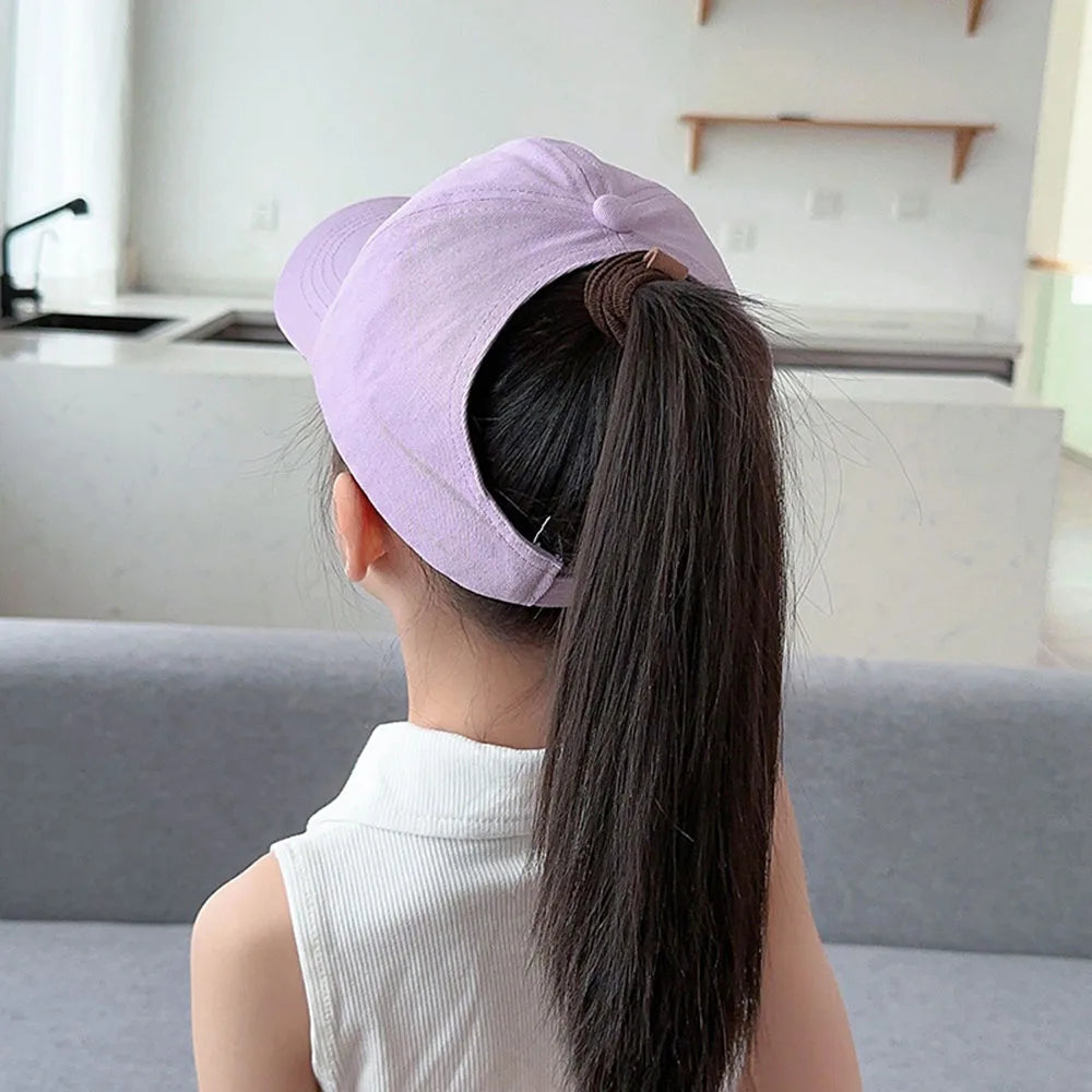Sweet Bow Baby Girl Baseball Caps Pink White Children Sun Hat High Ponytail Kids Boy Sun Hats Adjustable Outdoor Travel Caps New