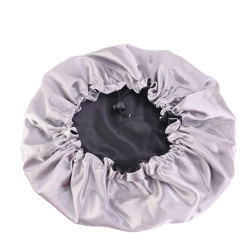 Double-Sided Sleeping Hat Adjustable Nightcap Bathing Hat Girl Sleep Protector Tool