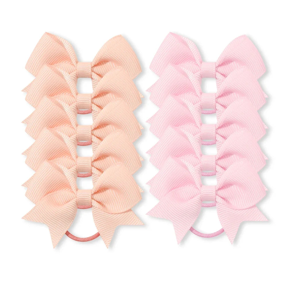 10Pcs/lot Grosgrain Ribbon Pigtail Hair Bows Elastic Hair Ties Hair Bands Holders Girls Baby Hair Accessories for Baby Infants