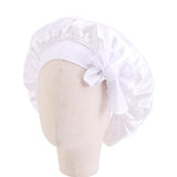 Solid Satin Silk Bonnet with Band Tie Baby Sleep Cap Bowknot Kids Baby Night Sleep Cap Beanies Girl Makeup Cap Children Nightcap