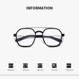 Blue Light Blocking Eye Protection Myopia Eyeglasses Fashion Double Beam Metal Glasses Women Trend Retro Plain Face Eyewear Men
