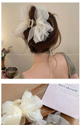 New Mesh Bow Grip Clip Female Ponytail Braid Hair Claw Clip Elegant Girl Hair Clip Hair Accessories Gift Headdress