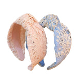 knotted Wide Headbands For Women Girls Headwear Fashion Embroidery Fabric Hairbands Female Hair bands Hoop Hair Accessories
