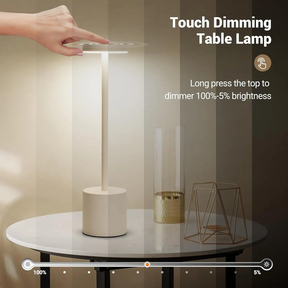 Rechargeable Table Lamp Touch Sensor LED Desktop Night Light Wireless Reading Lamp for Restaurant Hotel Bar Bedroom Decor Light