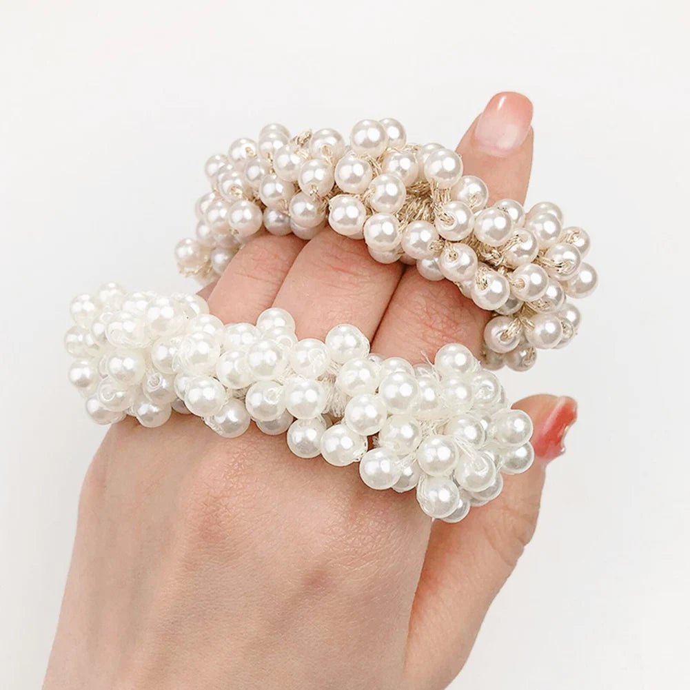 Pearls Beads Hair Ties Elastic Hair Bands For women Hair Rope Scrunchies Ponytail Holders Rubber Hair Accessories