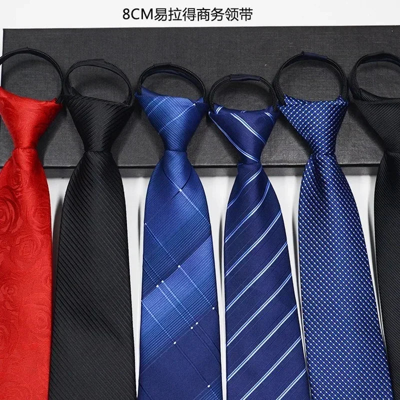 Mens Ties Casual Zipper Neck Ties Professional Formal Shirt Convenient Lazy Zip Tie Striped Business Arrow Ties