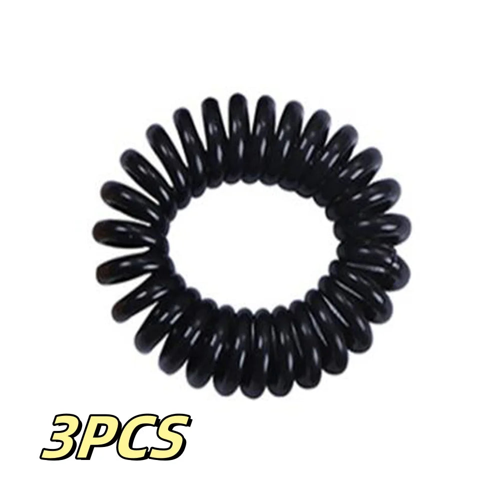 Telephone Wire Elastic Clear Hair Bands Plastic Spring Gum For Hair Ties No Crease Coil Hair Tie Ponytail Hair Accessories