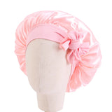 Solid Satin Silk Bonnet with Band Tie Baby Sleep Cap Bowknot Kids Baby Night Sleep Cap Beanies Girl Makeup Cap Children Nightcap
