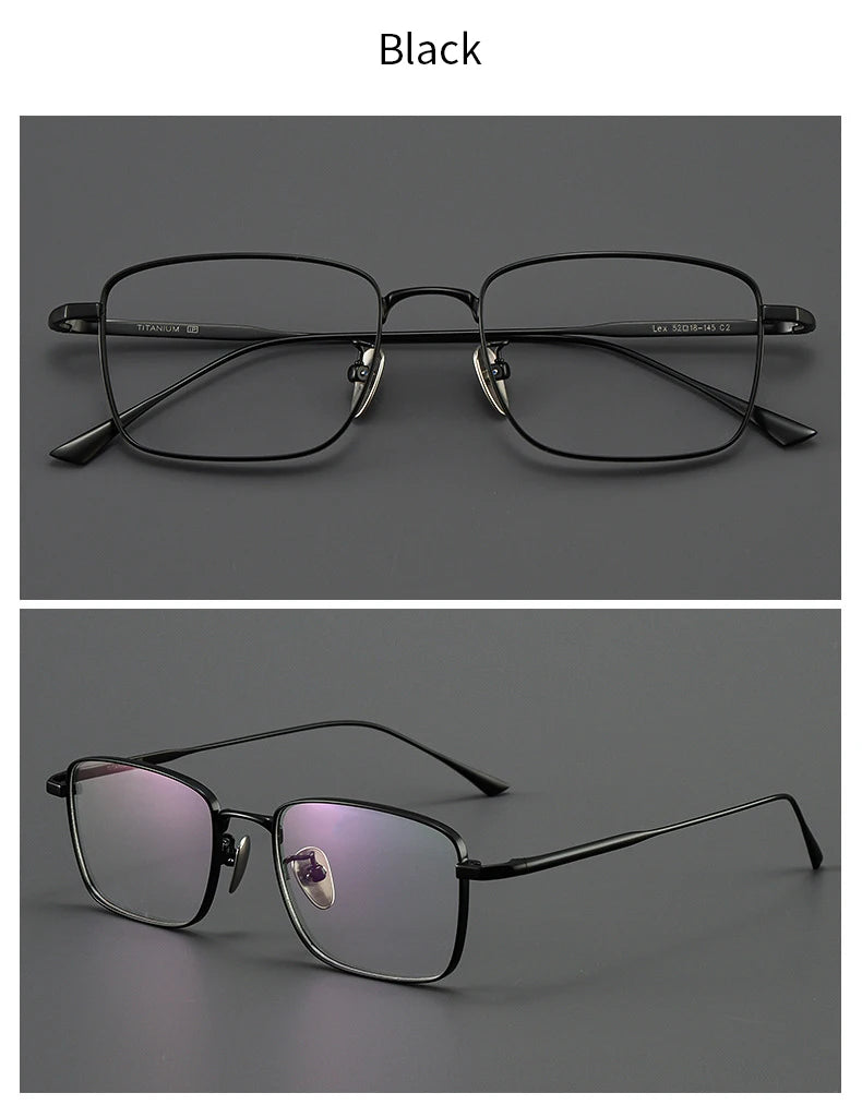 Xbora Men's Ultra-Light Pure Titanium Glasses Frame Business Square Flexible Optical Women's Prescription Eyelasses 1908