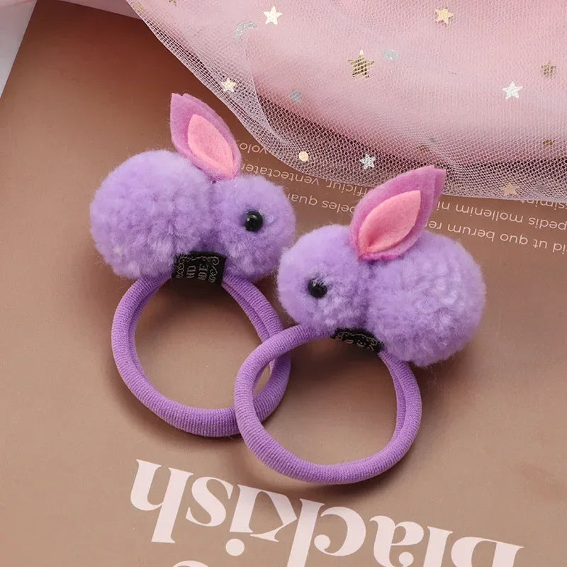 Hair Accessories Girls Ties Elastique Cheveux Fille Gomas Elasticas Furry Korean Kinder Kleding Rabbit Ears Scrunchie Headbands