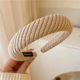 Fashion Vintage Elastic Hair Band Lattice Print Sponge Headband Womens Girl Wide Side Hairband Hair Hoop Female Hair Accessories