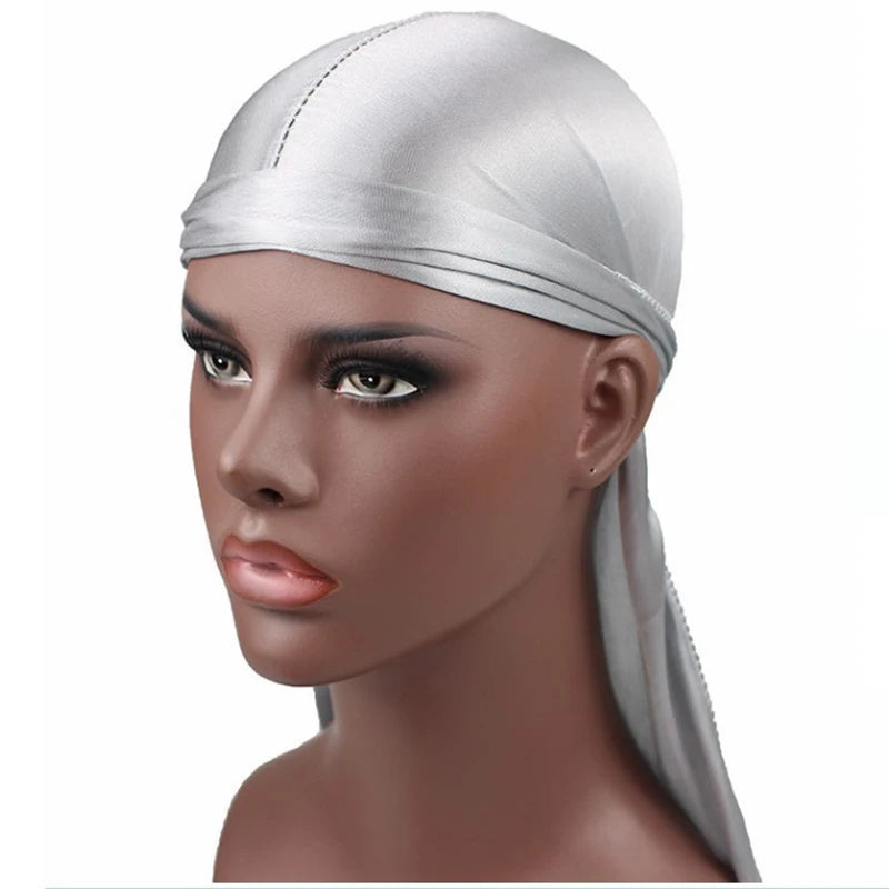 Elasticity Baotou Cap Hair Bands Simulation Silky Durag Long Tail Pirate Hat Headband Turban for Children Kid Ribbon Accessories