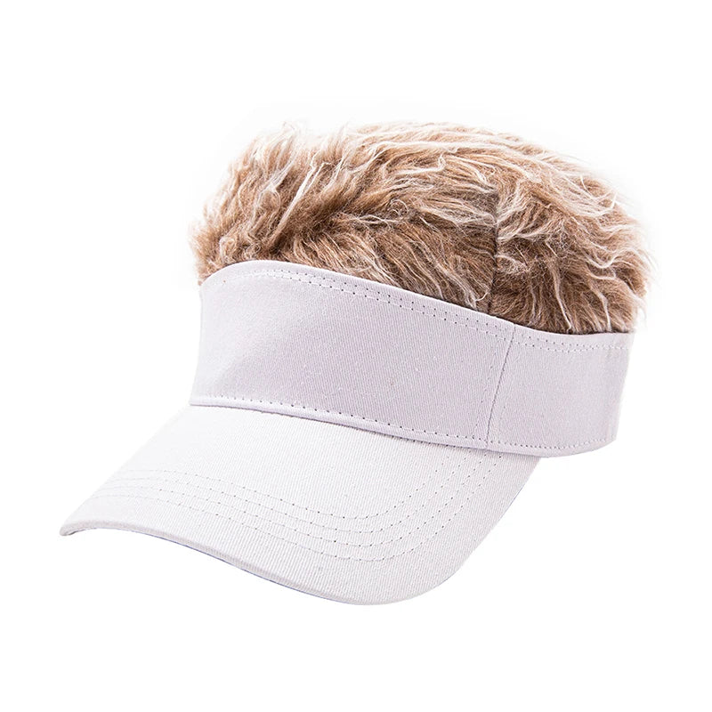 Golf Baseball Cap with Fake Flair Hair Cap Sun Visor Fun Toupee Hats Mens Womens Spiked Hairs Wig Hat