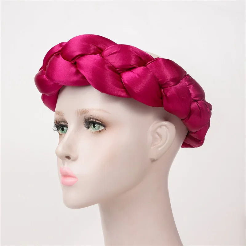 Fashion Candy Color Braids Twist Headbands for Women African Headwear Elastic Hair Bands Ladies Turban Female Bandage Headwrap