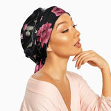 New Women silky satin night sleeping cap head wrap Bowknot Turban Pre Tied Fitted Bandana Chemo cap Nightcap hair loss patients