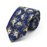 New Chic Floral Tie For Men Women 100% Cotton Beautiful Elegant Flower Necktie White Blue Narrow Skinny Wedding Casual Cravat