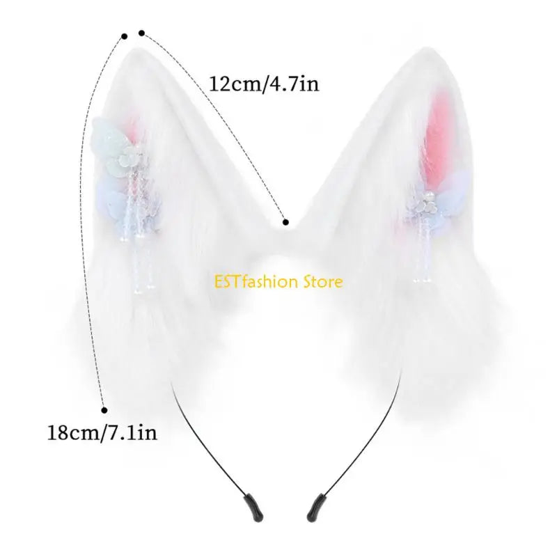 Y5GC Bendable Cats Ear Hairband Plush Animal Ear Hairband For Anime Enthusiasts Roleplay and Halloween Party DressingUp Props