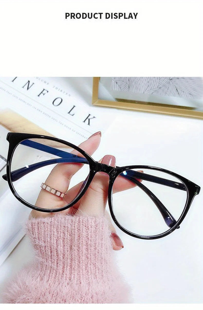 2/3PCS Blue Light Blocking Glasses - Fashion Oversized Frame Glasses Round  Eyeglasses,  Computer Gaming Glasses for Women/Men