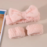 Wash Face Headbands For Women Coral Fleece Hair Bands Cuff Waterproof Bands Absorbent Wristbands Head Band Hair Accessories Set