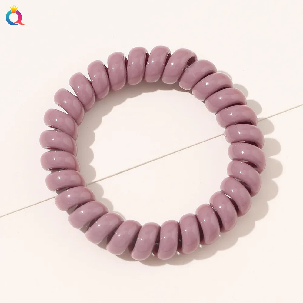 High Elasticity Telephone Coil Hairbands Women Spiral Hair Ties Girls Hair Rings Rope Solid Color Hair Accessories Gum Scrunchy