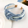 Women Denim Cloth Knotted Headbands Hairbands Headdress INS Fashion Cool Cowboy Wide Head Bands Hair Hoops