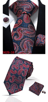 Mens Tie Paisley Jacquard Woven 8cm Formal Business Wedding Necktie Pocket Square Set Suit Cravat High Quality Handmade Gravata